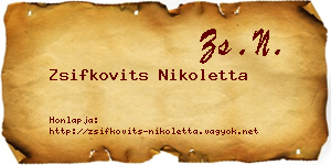 Zsifkovits Nikoletta névjegykártya
